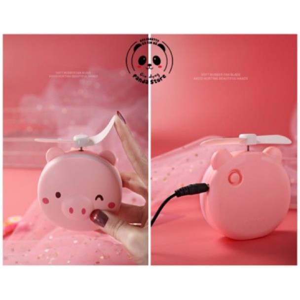 Gương quạt mini USB lợn hồng siêu cute 3 in1 #5