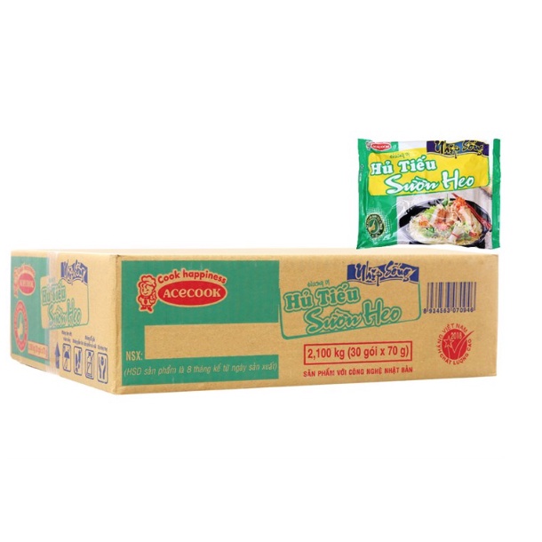 Hủ Tiếu Nhịp Sống Vị Sườn Heo Acecook Thùng 30 gói x 70gr/gói