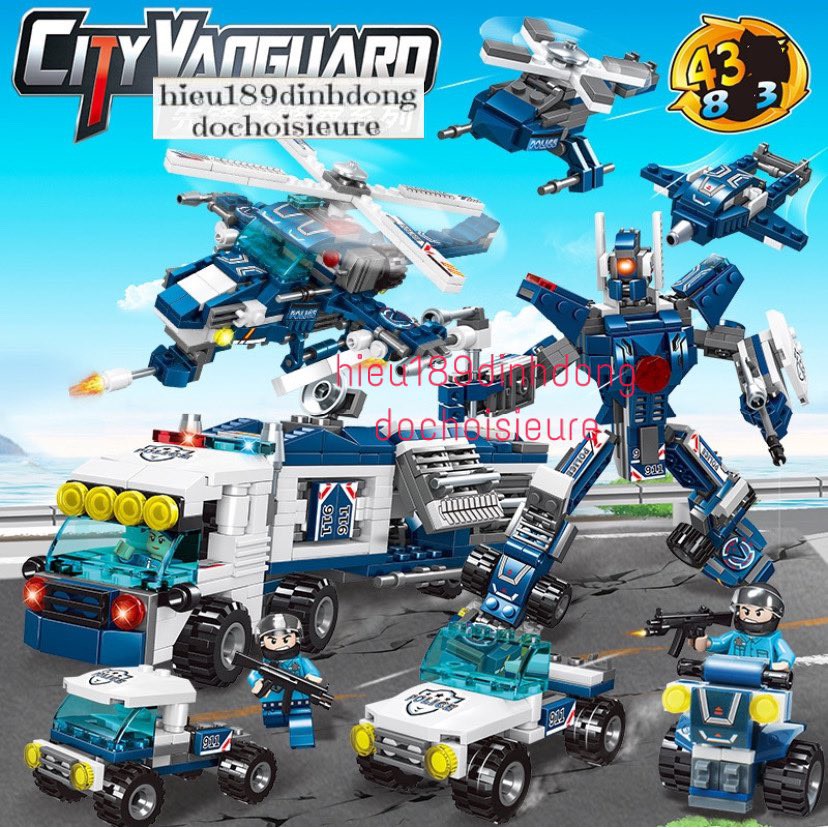 Lắp ráp xếp hình non Lego City 5597 : Xe robot máy bay cảnh sát 340 mảnh