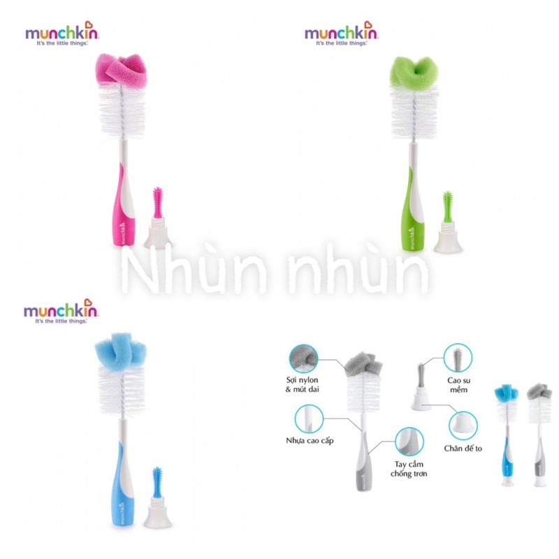 Cọ bình sữa/bình ti có mút Munchkin