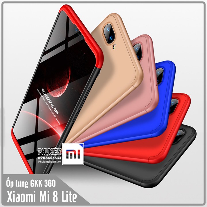 FREESHIP ĐƠN 99K_Ốp Lưng Xiaomi Mi 8 Lite GKK 360 Độ (3 mảnh) – Viền Màu, Full Màu