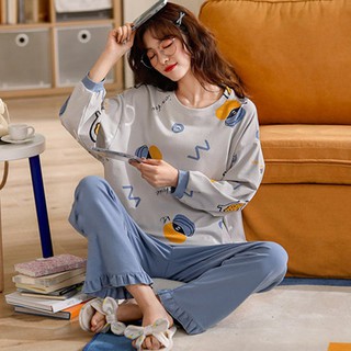 Hình ảnh [ FREESHIP] Bộ đồ ngủ nữ pijama dài tay, đồ bộ mặc nhà thu đông chất liệu cotton mềm mại thoáng mát QA03