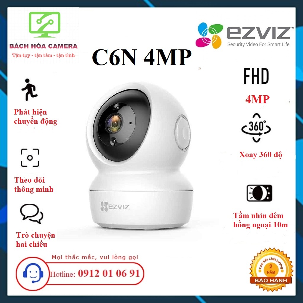 Hình ảnh Camera IP WIFI trong nhà xoay 360 Ezviz C6N 1080p 2M, C6N 4MP 2K chính hãng, bảo hành 24 tháng #2