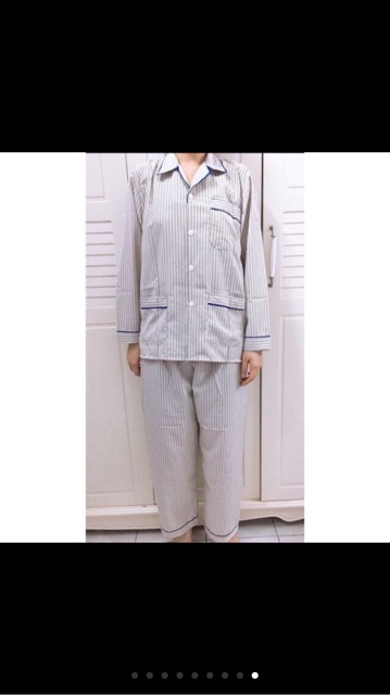 Bộ pijama, bộ ngủ ông già, nam trung niên kẻ (cộc tay và dài tay) #8