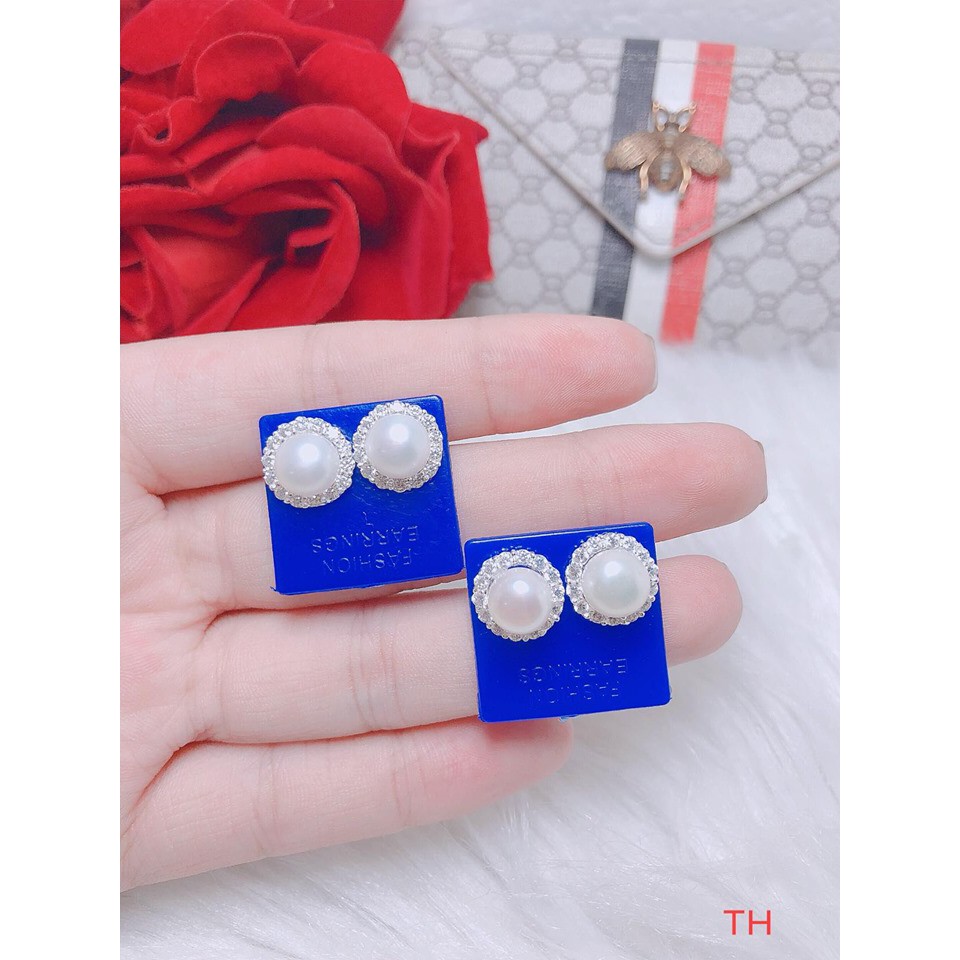 Bông tai nữ nụ trai hàng về sll bạc