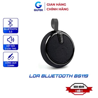 Hình ảnh Loa Bluetooth Mini Nghe Nhạc Hay Cầm Tay Nhỏ Gọn Có Móc Treo Giá Rẻ Hỗ Trợ Thẻ Nhớ Cổng 3.5mm - Gutek BS119