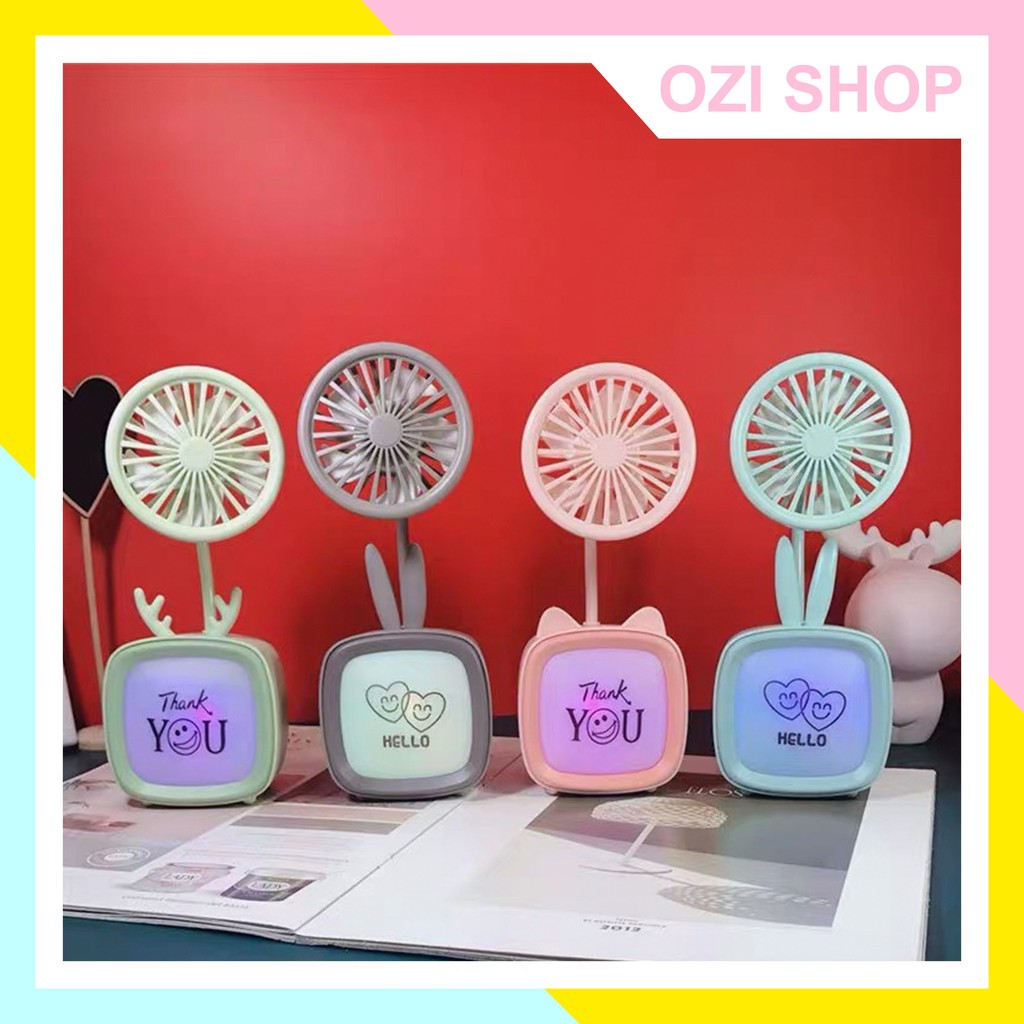 Quạt mini để bàn kèm đèn, quạt cầm tay mini siêu dễ thương ( kèm video) #6