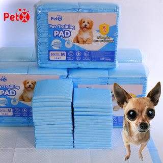Hình ảnh Tã lót cho chó mèo đi vệ sinh vào khay, chuồng bằng giấy siêu thấm hút 50, 100 tấm miếng PetX chính hãng