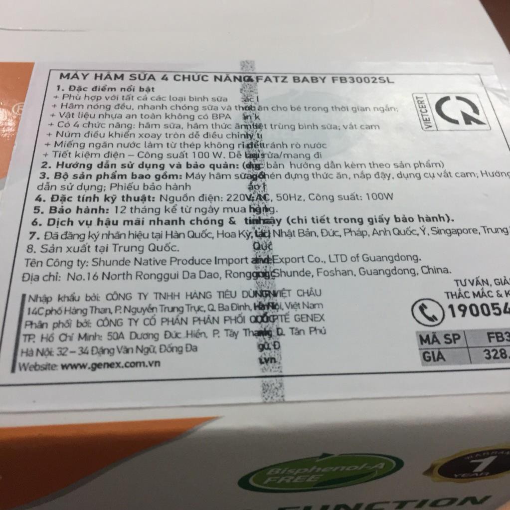 Máy Hâm Sữa FatzBaby FB3002SL 4 Chức Năng bảo hành 12 tháng #7