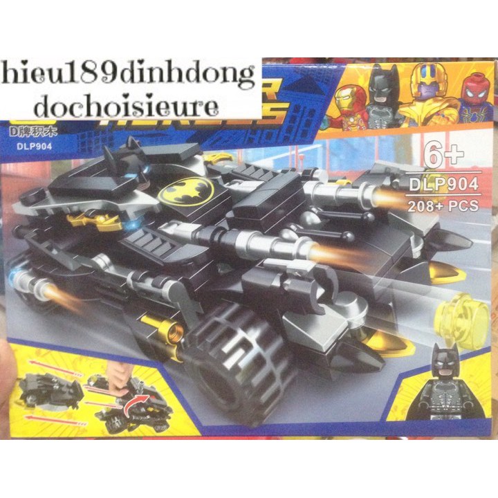 Lắp ráp xếp hình Lego siêu anh hùng 904: Siêu Xe oto của người dơi batman (ảnh thật)