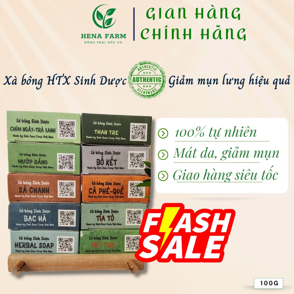 Xà Bông Thảo Dược chính hãng HTX Sinh Dược 100G, Xà phòng thảo