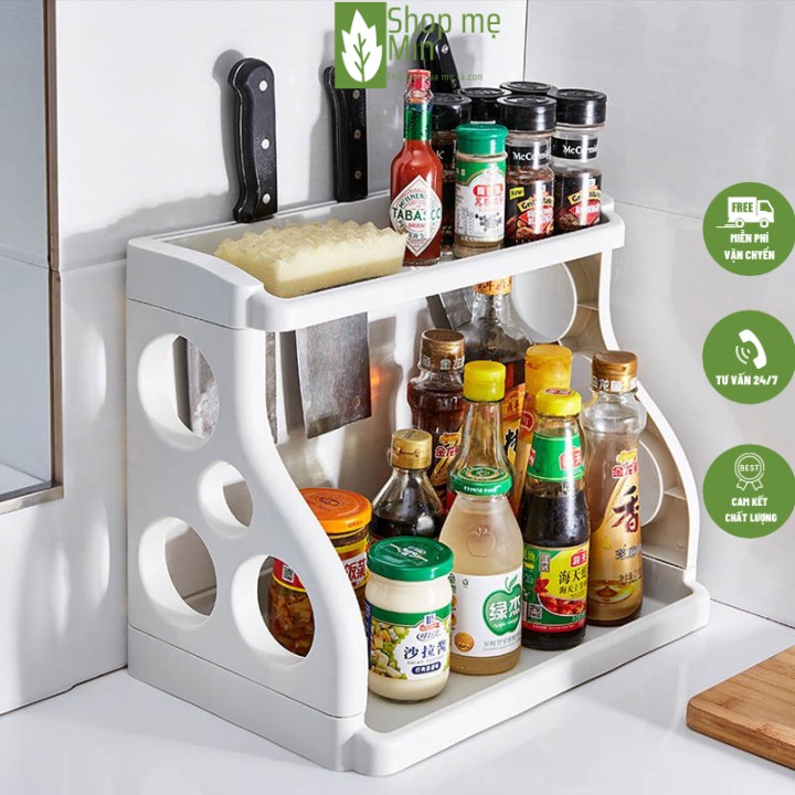 Kệ đựng gia vị 2 tầng, Kệ gia vị 2 tầng đựng vật dụng nhà bếp tiện dụng - MIN48A