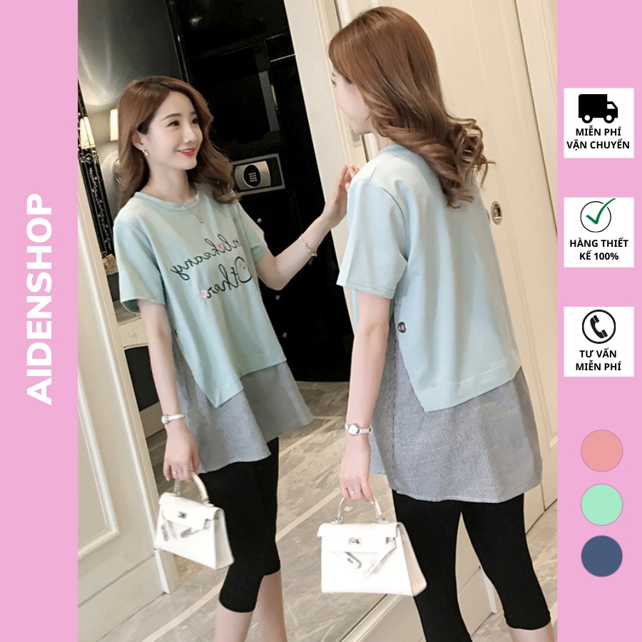 Áo phông bầu đẹp AB01 cộc tay mùa hè dáng suông thời trang thiết kế mặc nhà,đi làm áo bầu 2021 maternity T-shirt
