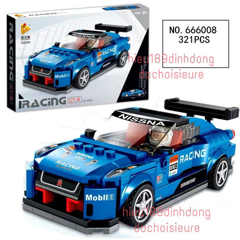 Lắp ráp xếp hình non Lego City 666008 : Siêu xe đua màu xanh nước biển 321 mảnh.