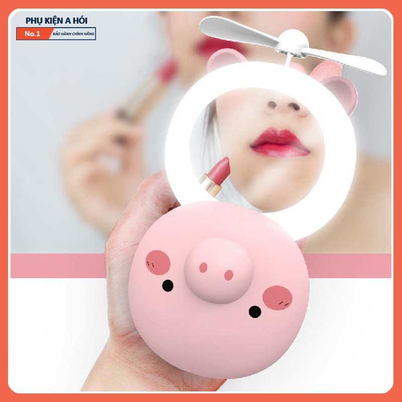 ️ Hè Tươi Mát️ Quạt Mini Cầm Tay Kèm Gương Và Đèn Trang Điểm Make Up Bảo Hành 3 Tháng #4