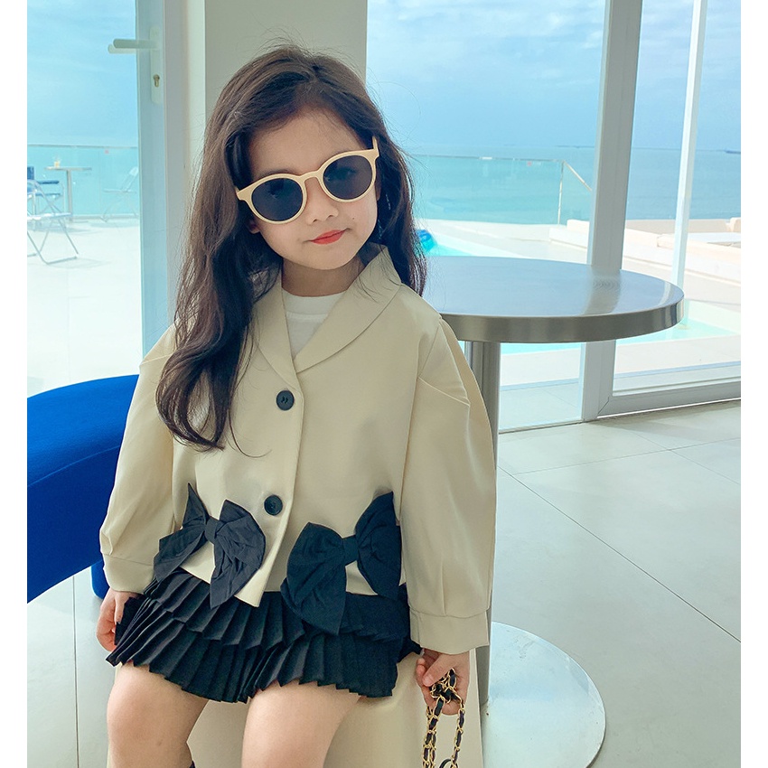 A120- Áo blazer bé gái đính nơ size 90 -140, quần áo trẻ em thu đông cao cấp
