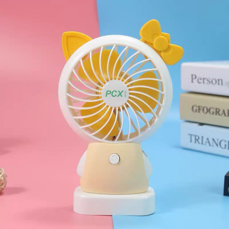 Quạt mini tích điện cầm tay có đèn sáng, quạt để bàn hình tai nơ (ảnh thật 100%) #4