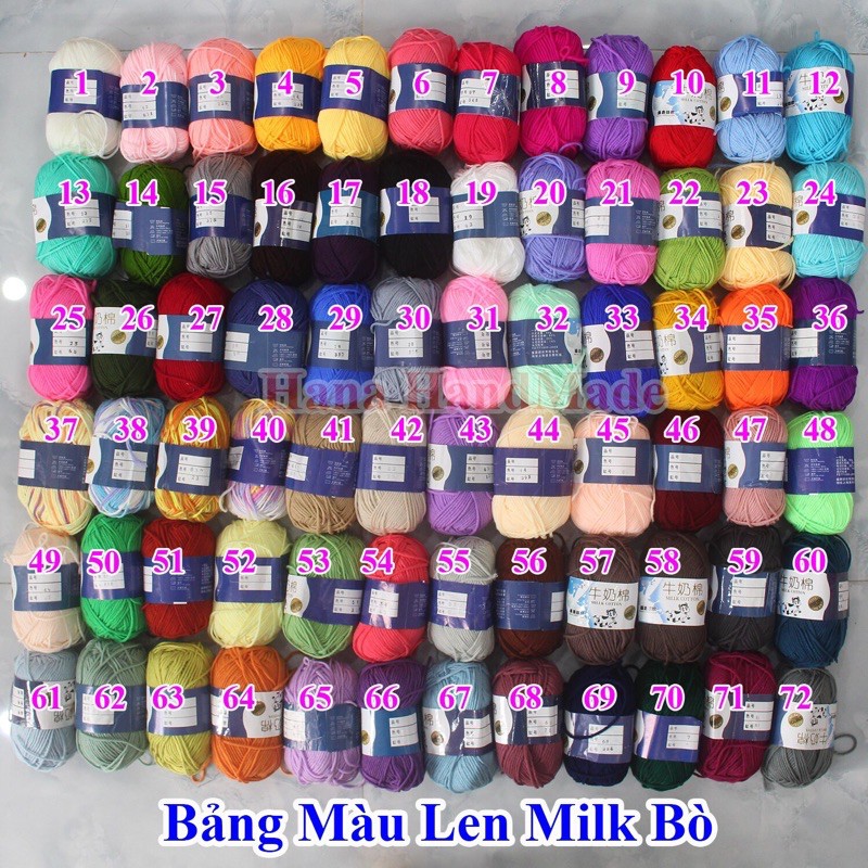 Hình ảnh Len milk bò màu 1-50 (14k/cuộn/50g) bảng màu 1 #1