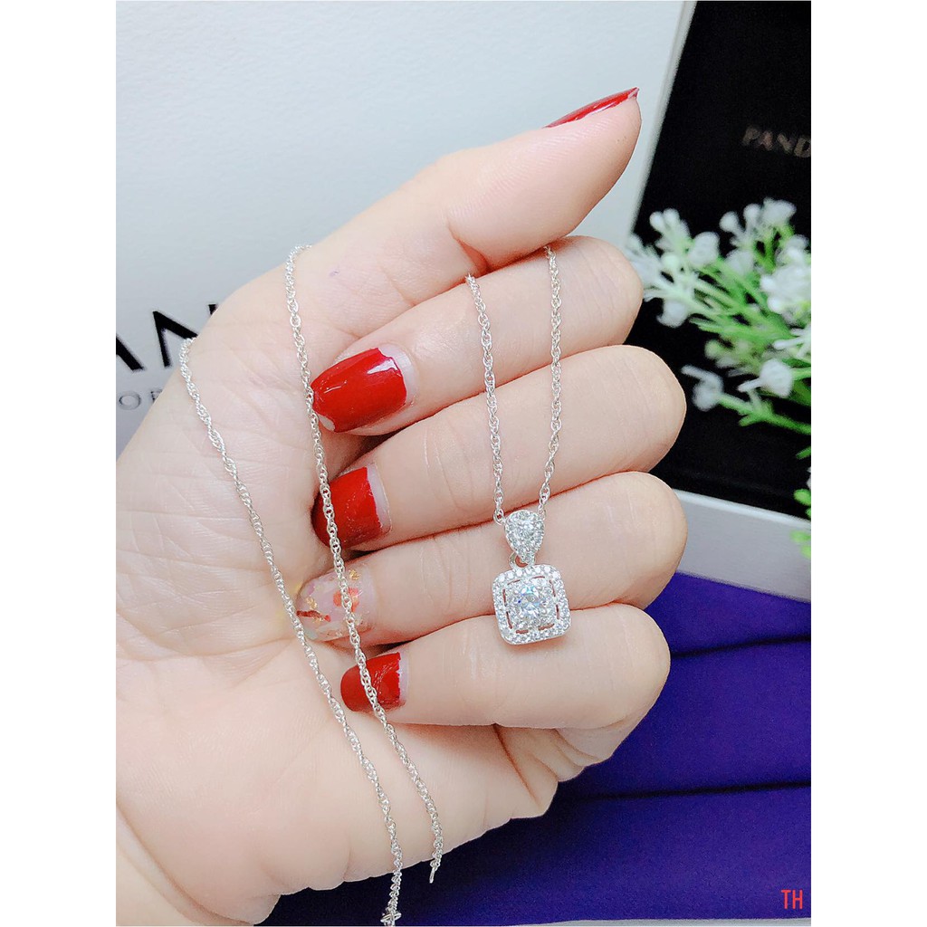 free ship dây chuyền xoắn và đá vuông mới về đẹp bạc ta