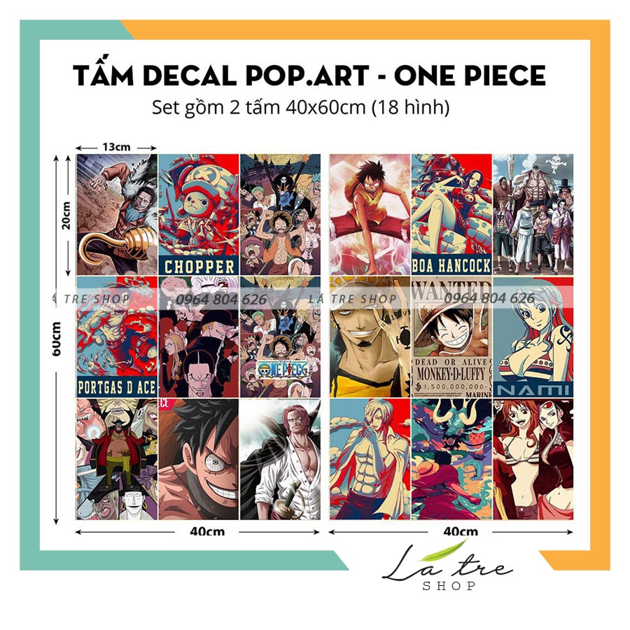 Tranh decal decor poster hình dán tường vintage trang trí phòng ngủ áp phích dán tường quầy bar POP.ART ONE PIECE 1015