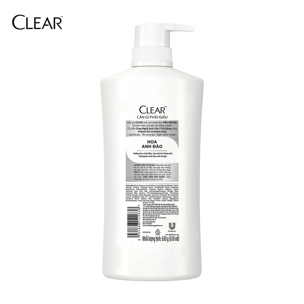Dầu gội sạch gàu Clear hoa anh đào 630g #8