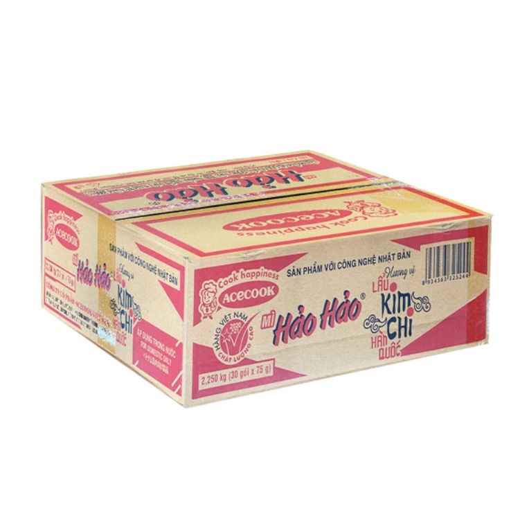 Thùng 30 gói x 75g Mì Tôm Hảo Hảo Hương vị Lẩu Kim Chi Hàn Quốc