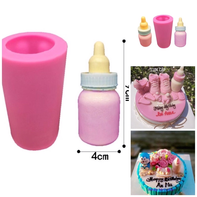 Khuôn silicon bình sữa làm bánh cao 9cm