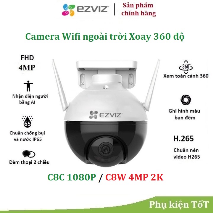 Hình ảnh [Mã 158ELSALE giảm 7% đơn 300K] Camera Ezviz C8C 1080P / C8W 2K 4MP / C8PF Mắt Kép WiFi Ngoài Trời - Xoay 360 độ #1