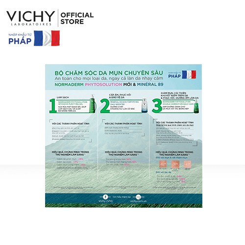 Bộ chăm sóc da chuyên sâu giúp giảm dầu giảm mụn, phục hồi và nuôi dưỡng da Vichy Normaderm Phytosolution Double-Correct #7