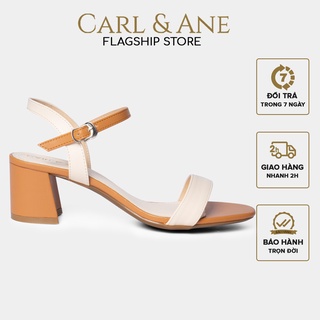 Hình ảnh Carl & Ane - Giày sandal mũi vuông cao 5cm màu kem phối bò _ CS004