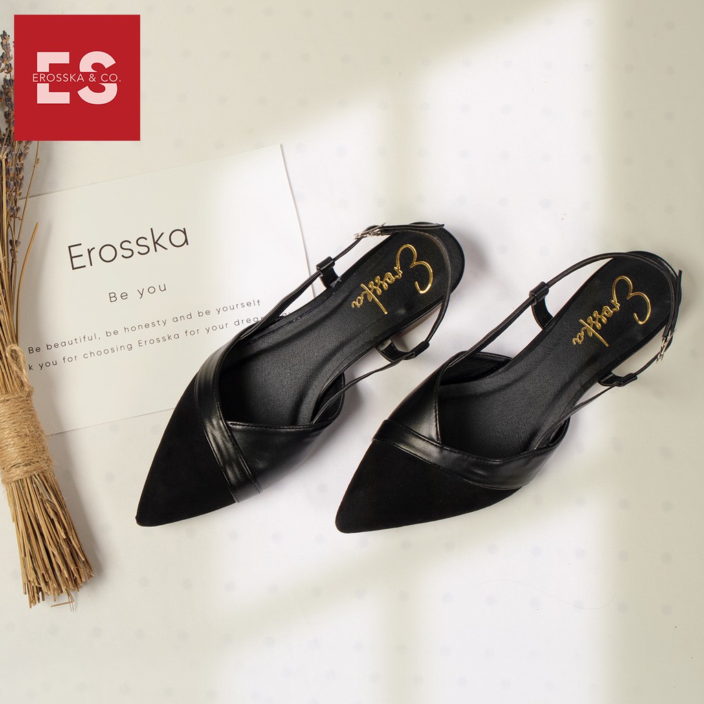 Giày Sandal Nữ Đế Bệt Mũi Nhọn Thời Trang Erosska EL005 ( Màu Nude) #8