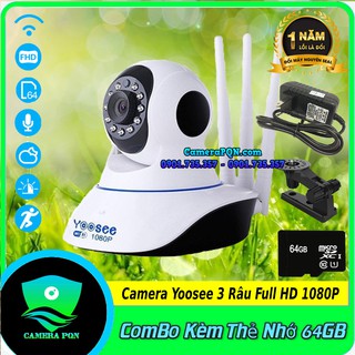 Hình ảnh Camera Yoosee 3 Râu 2.0 Mxp Full HD 1080P Kèm Thẻ 64GB Bảo Hành 12 Tháng