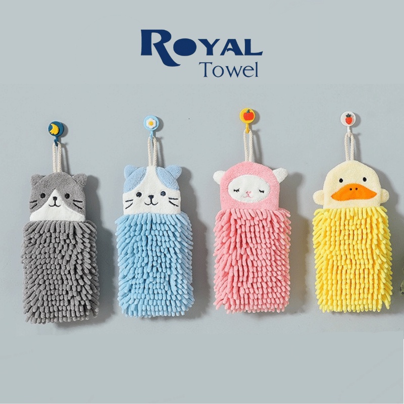 Khăn lau tay nhà bếp treo tường phòng tắm Royal Towel dệt san hô thấm hút nhanh hình thú dễ thương tiện dụng