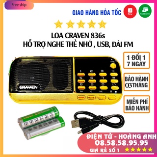 Hình ảnh Loa đài Craven CR 836s, máy nghe nhạc đọc kinh phật dùng thẻ nhớ, USB,FM pin siêu trâu