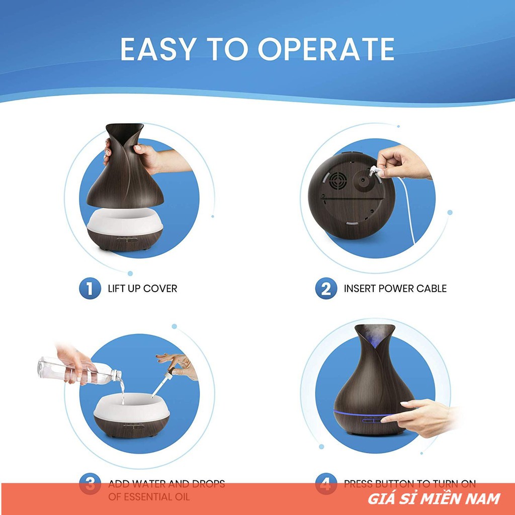 Máy Khuếch Tán Tinh Dầu Hoa Tulip Siêu Âm Dung Tích 500ml (Kèm Điều Khiển) - Hàng Xuất Amazon #6