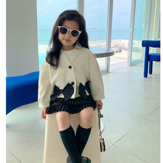 A120- Áo blazer bé gái đính nơ size 90 -140, quần áo trẻ em thu đông cao cấp