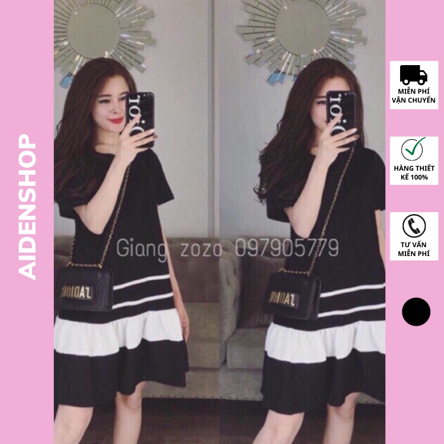 Váy bầu thời trang dáng suông đuôi cá chất cotton mát (Size:M,L)maternity dress