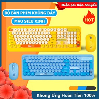 Hình ảnh Bộ bàn phím và chuột không dây Siêu Xinh thời trang K68 màu vàng xanh sặc sỡ tương thích máy tính, laptop, pc