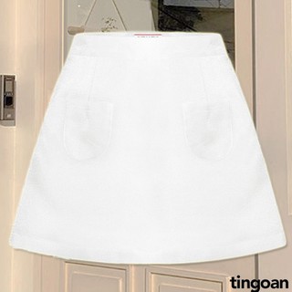 Hình ảnh Chân váy cạp cao chất liệu tafta giấy form chữ A trắng tingoan BADDIE SKIRT/WH (có quần trong)