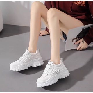 Giày thể thao sneaker nữ giá rẻ cổ thấp độn đế 5cm ,giày nữ màu trắng giúp tăng chiều cao hiệu quả - Hàng mới về