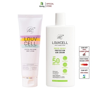 Hình ảnh Combo kem chống nắng và kem dưỡng ẩm trắng Body Louv Cell ILIVING-LOUKCNDT