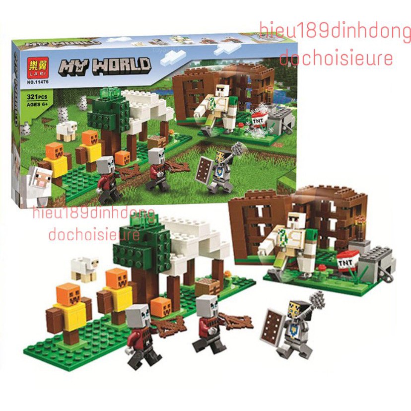 Lắp ráp xếp hình non lego minecraft my world 21159 , lari 11476 : Tiền Đồn Pillager 321 mảnh