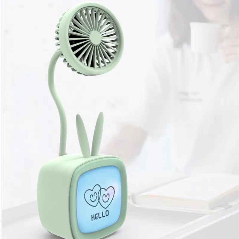 Quạt mini để bàn kèm đèn, quạt cầm tay mini siêu dễ thương ( kèm video) #6
