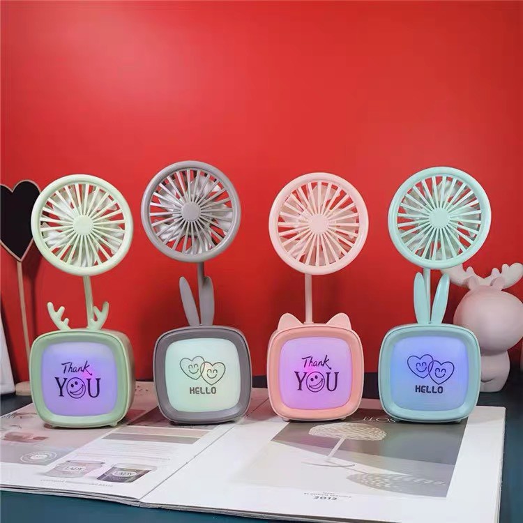 Quạt mini để bàn kèm đèn, quạt cầm tay mini siêu dễ thương ( kèm video) #6