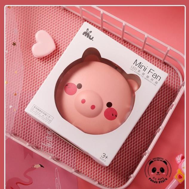 Gương quạt mini USB lợn hồng siêu cute 3 in1 #5
