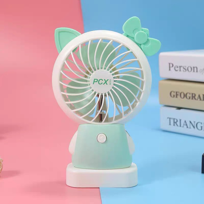 Quạt mini tích điện cầm tay có đèn sáng, quạt để bàn hình tai nơ (ảnh thật 100%) #4