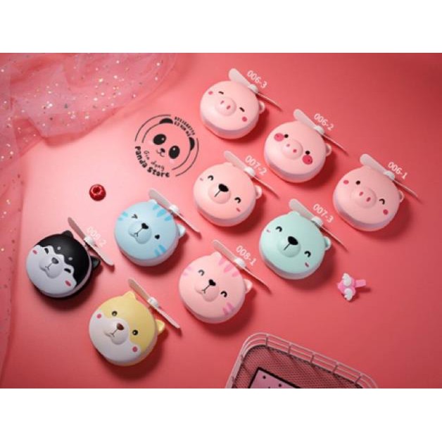 Gương quạt mini USB lợn hồng siêu cute 3 in1 #5