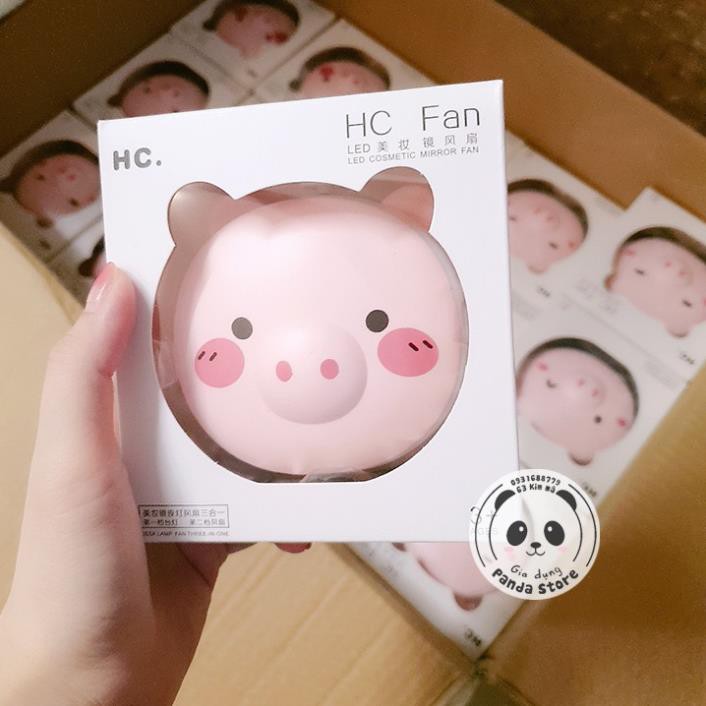Gương quạt mini USB lợn hồng siêu cute 3 in1 #5