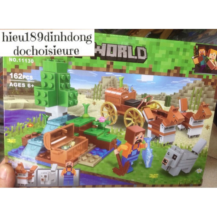 Lắp ráp xếp hình lego minecraft my world 11130: Xe ngựa đôi vận chuyển kho báu (ảnh thật)
