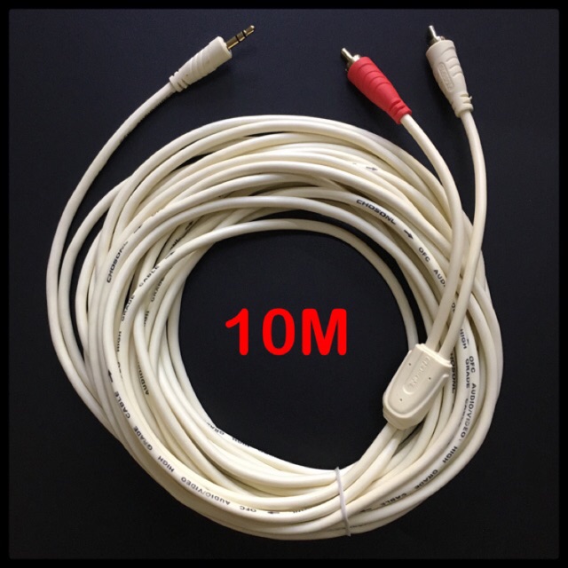 Dây loa 1 đầu 3.5mm Ra 2 đầu bông sen 10M ( trắng xịn ) #2